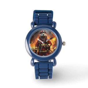 **"Blazing Bravery: Otter Firefighter"** Armbandsur