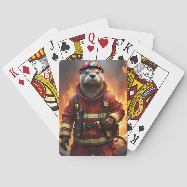 **"Blazing Bravery: Otter Firefighter"** Casinokort (Baksidan)