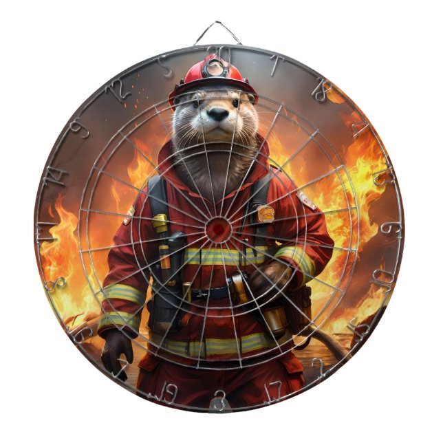 **"Blazing Bravery: Otter Firefighter"** Darttavla (Framsidan)