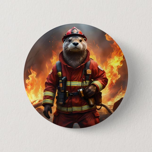 **"Blazing Bravery: Otter Firefighter"** Knapp (Framsida)