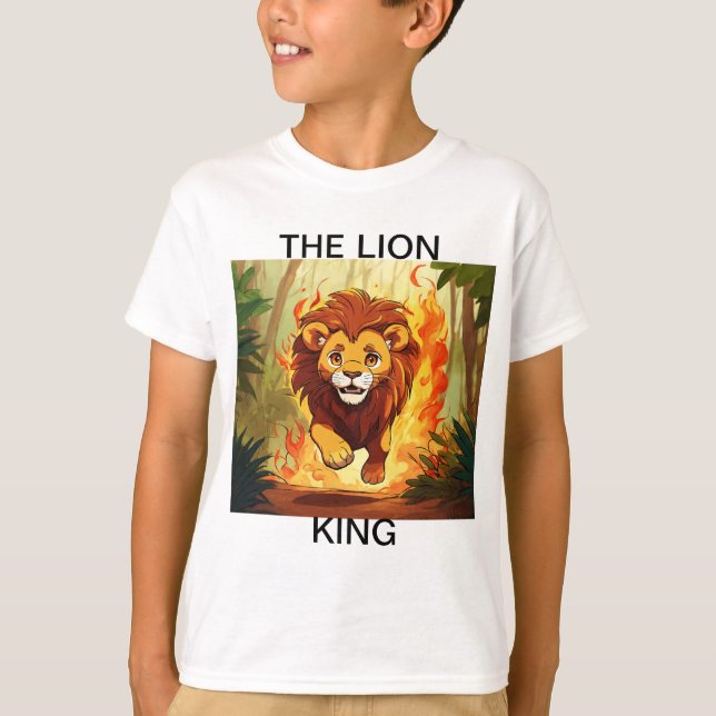 "Blazing Courage - Lejon in Flames T-Shirt" T Shirt (Framsida)