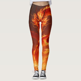 Blazing Fire Dragon | Mythical Flame Dragon Fantas Leggings