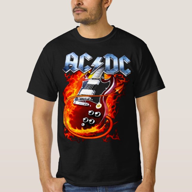 Blazing Rocker Guitar | AC/DC Inspired Biker T Shirt (Framsida)