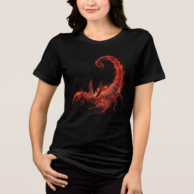 Blazing Scorpion Mythical Creature Fantasy Art T Shirt (Framsida)