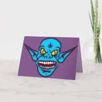 blåzombie-demonhälsningskort för troll