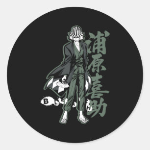 Bleach Kisuke with Lodrät Kanji Runt Klistermärke