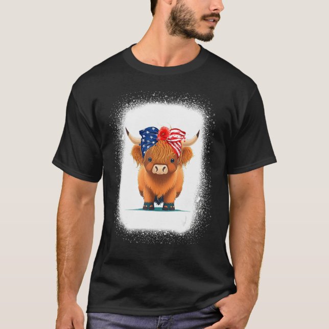 Bleached 4th Of July Long Haired Calf USA Patrioti T Shirt (Framsida)