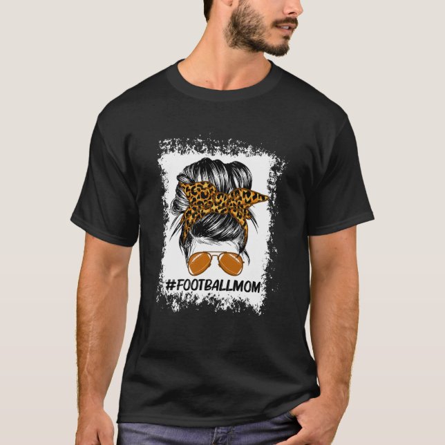 Bleached Ameircan Football Leopard Mamma Life Mess T Shirt (Framsida)