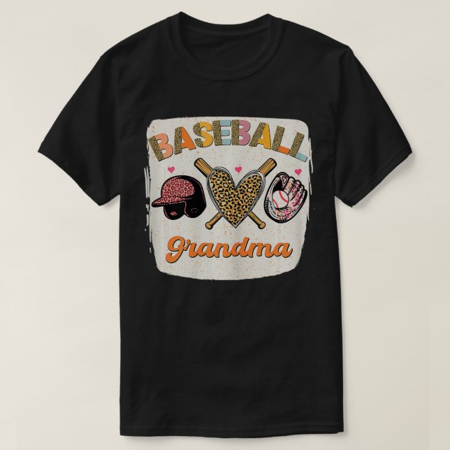 Bleached Baseball Grandma Leopard Kärlek Grandma M T Shirt (Design framsida)