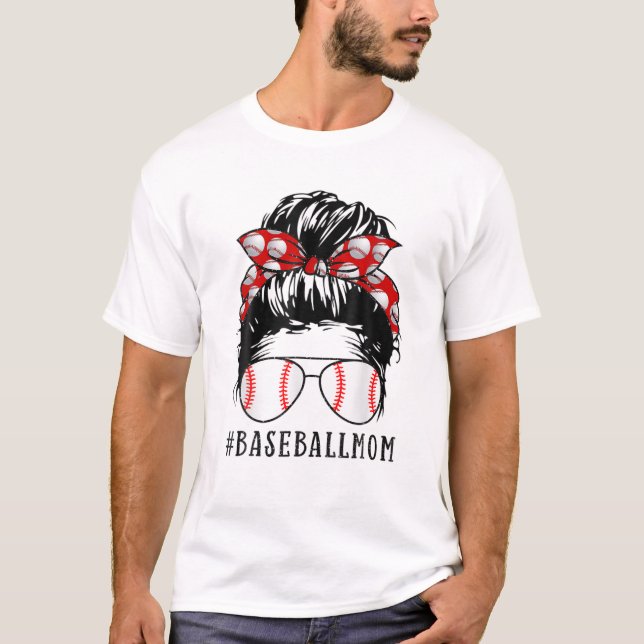 Bleached Baseball Mamma Messy Bun Player Mamma Mor T Shirt (Framsida)