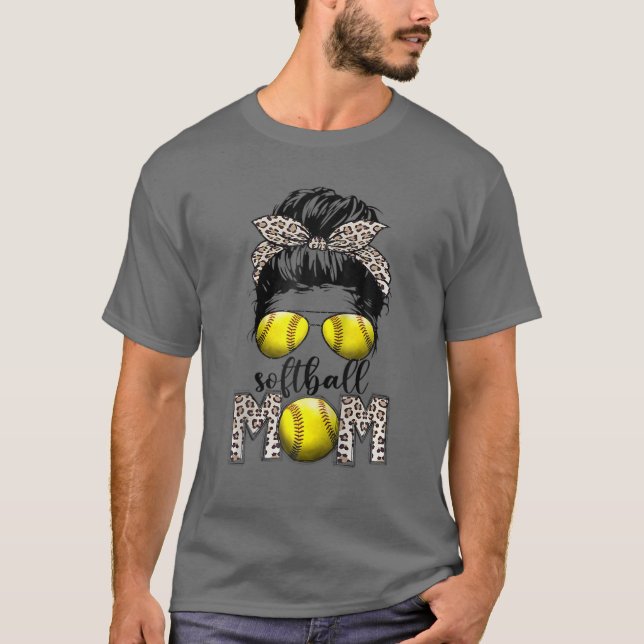 Bleached Baseball Mamma Messy Bun Player Mamma Mor T Shirt (Framsida)