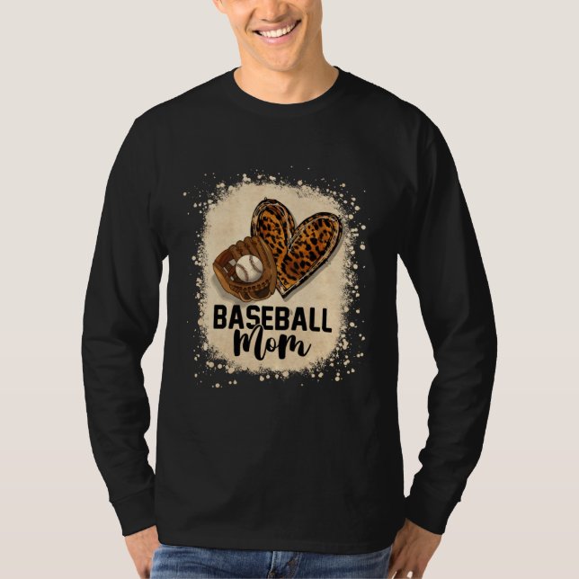Bleached Baseball Mom Leopard Game Day Vibes Mothe T Shirt (Framsida)