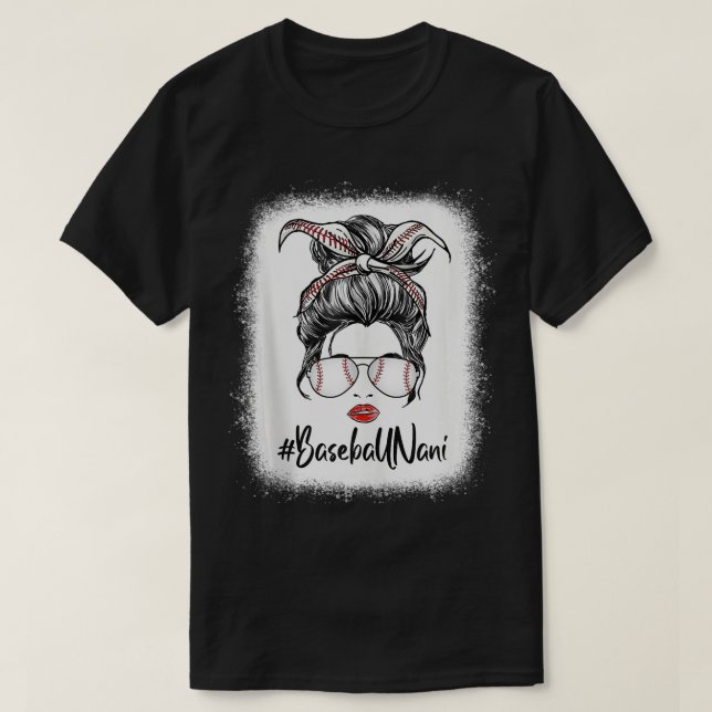 Bleached Baseball Nani Life Messy Bun Softball mot T Shirt (Design framsida)