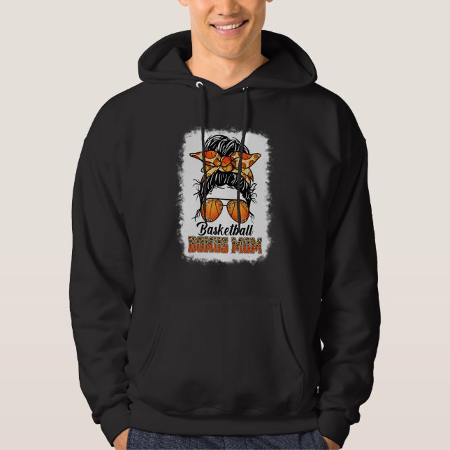 Bleached Basketball Bonus Mamma Messy Bun Game Day Hoodie (Framsida)