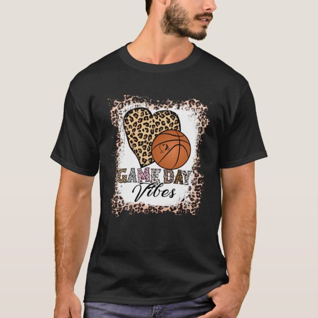 Bleached Basketball Game Day Vibes Basketball Mom  T Shirt (Framsida)