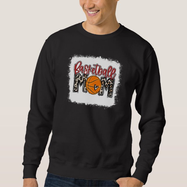 Bleached Basketball Mamma Leopard Boll Mamma Mor Lång Ärmad Tröja (Framsida)