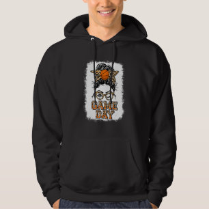 Bleached Basketball Mamma Messy Bun Game Day Vibes Hoodie