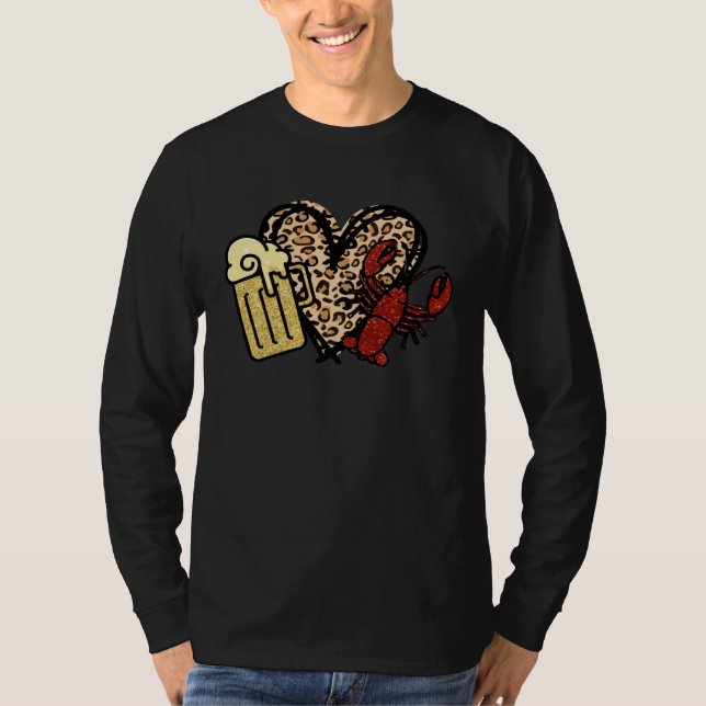 Bleached Beer Love Crawfish leopard Crawfish seaso T Shirt (Framsida)