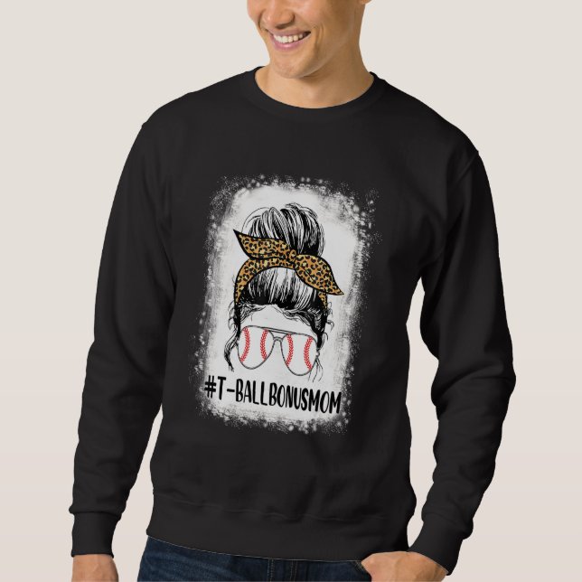Bleached Boll Bonus Mamma Life Messy Bun Leopard S Lång Ärmad Tröja (Framsida)