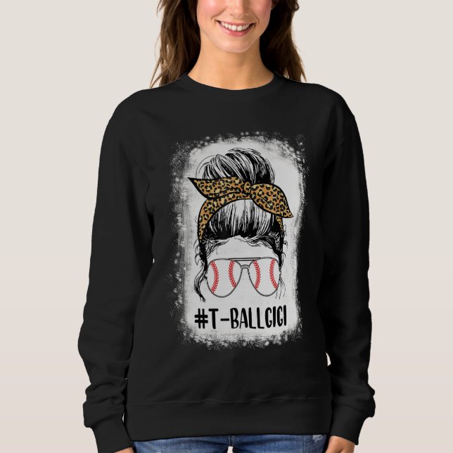 Bleached Boll Gigi Life Messy Bun Leopard Skriv ut T Shirt (Framsida)
