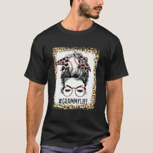Bleached Boll Grammy Messy Bun Game Day Mammor Da T Shirt