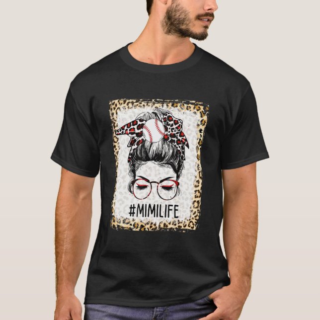 Bleached Boll Mimi Messy Bun Speldag Mors dag T Shirt (Framsida)