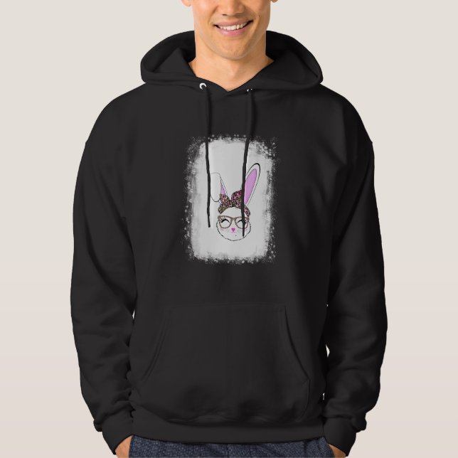 Bleached Bunny Ansikte Leopard Glass Headband Lyck Hoodie (Framsida)