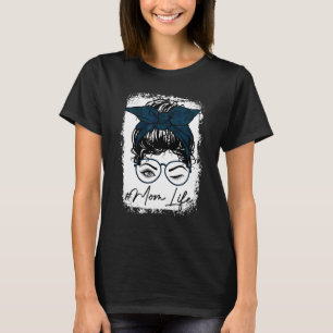 Bleached Camo Mamma Life Messy Bun Hair Wink Öga T Shirt
