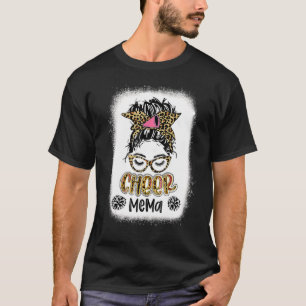 Bleached Cheer Mema Leopard Skriv ut Messy Bun Che T Shirt