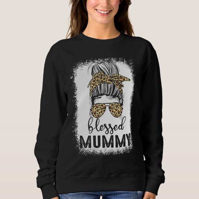 Bleached Christian Mamma Messy Bun Blsed Mummy län T Shirt (Framsida)