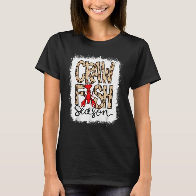 Bleached Craw Fish Season Leopard Kräftor Boil Lo T Shirt (Framsida)