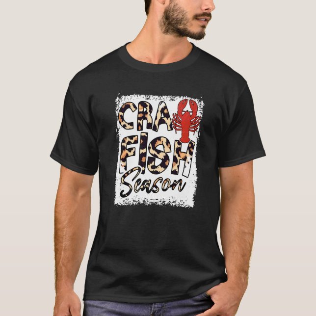 Bleached Craw Fish Season Leopard Kräftor Seafood T Shirt (Framsida)