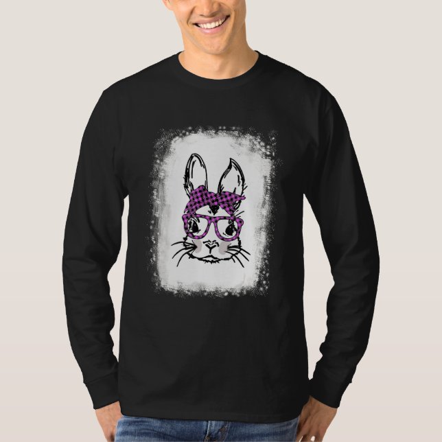 Bleached Cute Bunny Ansikte Rosa Buffalo Play Glas T Shirt (Framsida)
