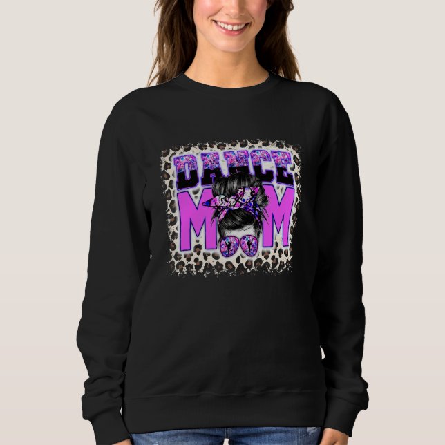 Bleached Dance Mamma Messy Bun Hair Leopard Dancer T Shirt (Framsida)