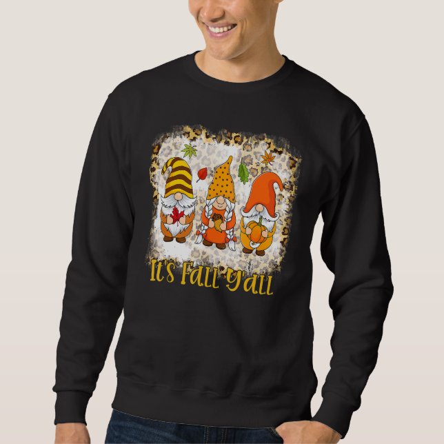 Bleached Det är Fall Y'all Gnome Pumpkin Höst än Lång Ärmad Tröja (Framsida)