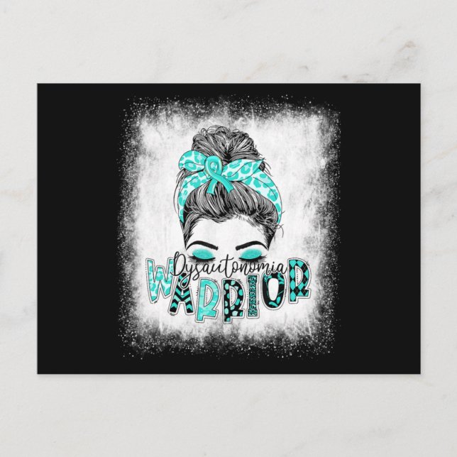 Bleached Dysautonomia Warrior Messy Bun Turcos Vykort (Framsida)