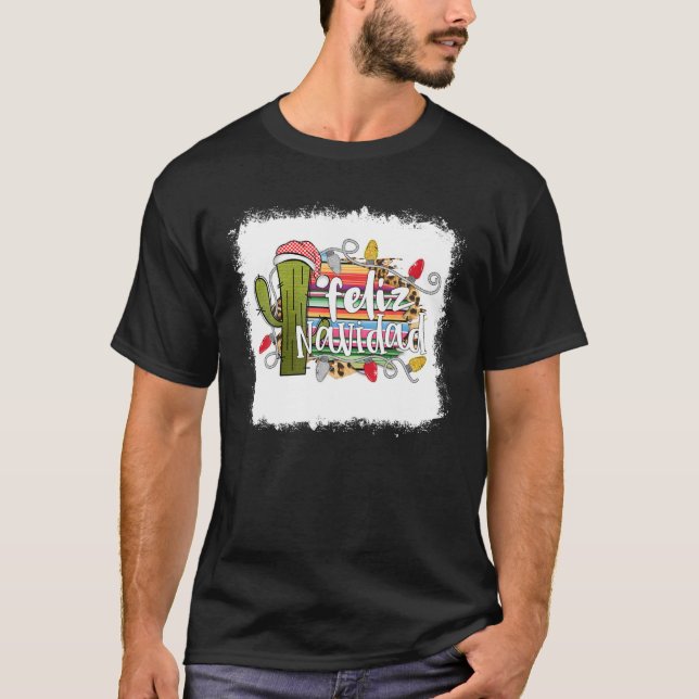 Bleached Feliz Navidad Spanish Merry Christmas 202 T Shirt (Framsida)