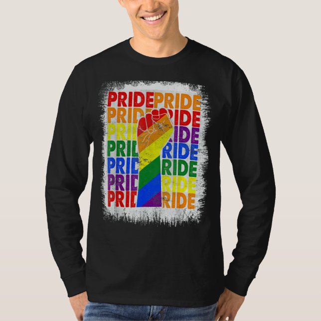 Bleached Fist Rainbow Flagga Gay pride T Shirt (Framsida)