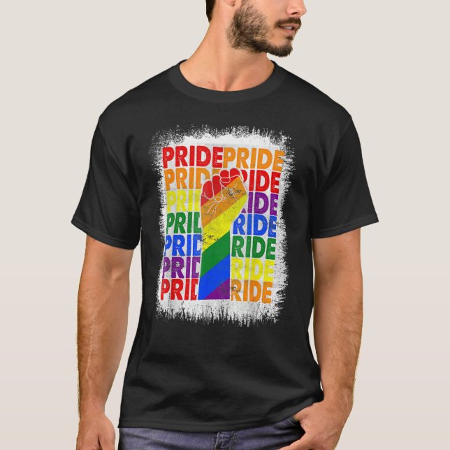 Bleached Fist Rainbow Flagga Gay pride T Shirt (Framsida)