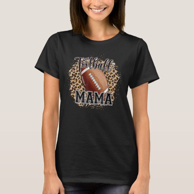 Bleached Football Mamma Life Leopard Player T Shirt (Framsida)