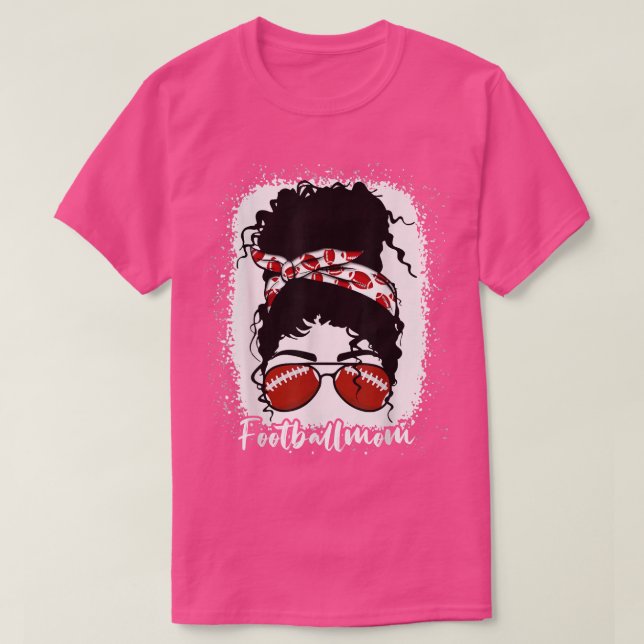 Bleached Football Mom Life With Leopard Messy Bun  T Shirt (Design framsida)