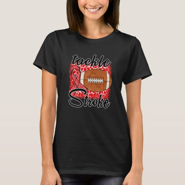 Bleached Football Tackle Stroke Retro Awareness Re T Shirt (Framsida)