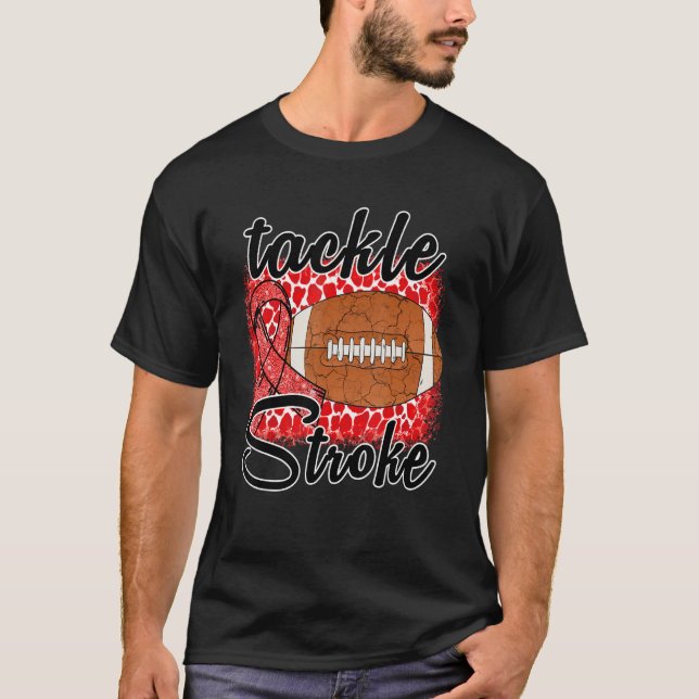 Bleached Football Tackle Stroke Retro Awareness Re T Shirt (Framsida)