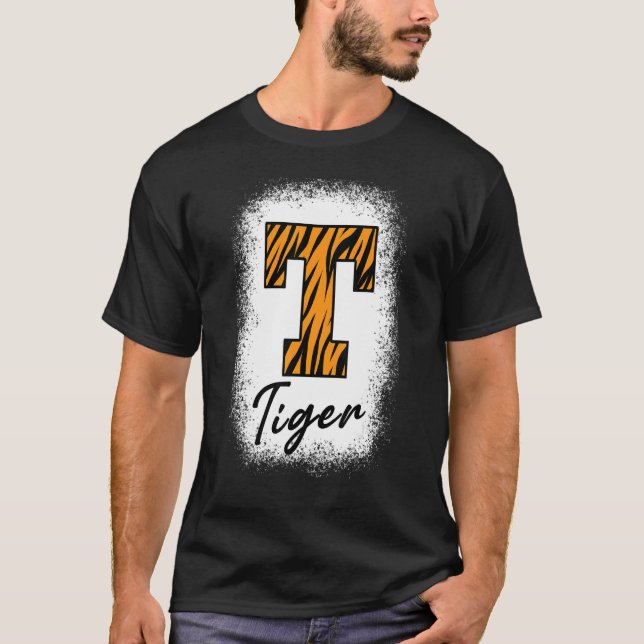 Bleached Football Tigers School Sports Fan Team Sp T Shirt (Framsida)