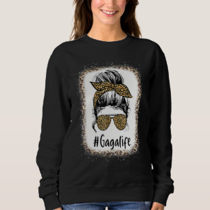 Bleached Gaga Life Messy Hair Bun Leopard Mor T Shirt