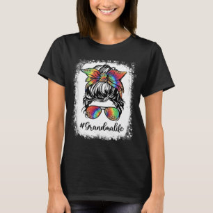 Bleached Grandma Life Messy Bun Girl Leopard Mothe T Shirt