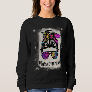 Bleached Grandmamma life Messy Bun Rainbow Leopard T Shirt