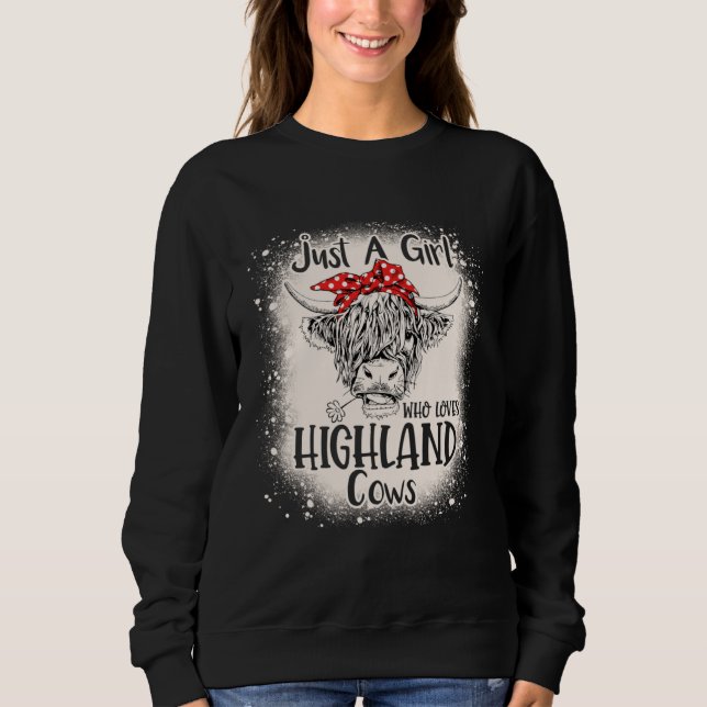 Bleached Heifer Just a Girl Who Loves Highland Cow T Shirt (Framsida)