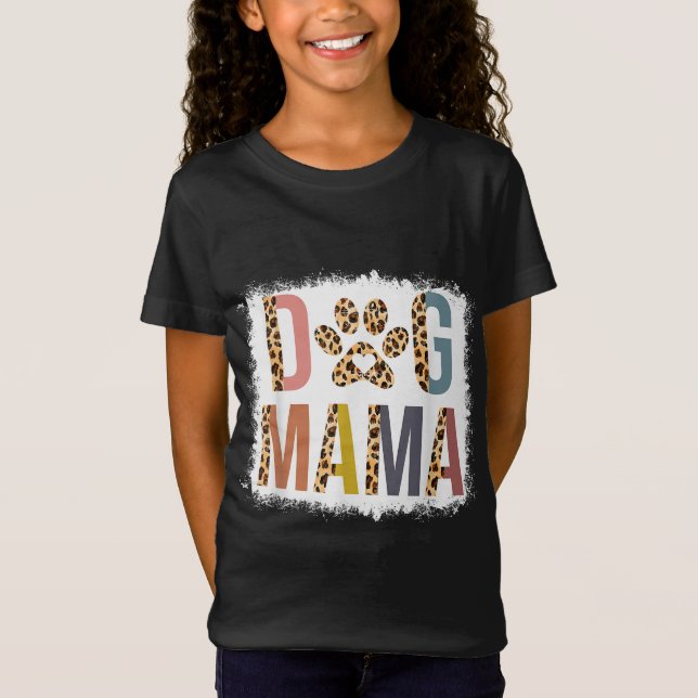 Bleached Hund Mamma Leopard & Boho Mamma Life Mamm T Shirt (Framsida)