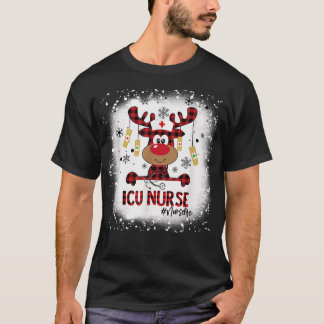 Bleached ICU Nurse Reindeer jul Pajama Julafton T Shirt
